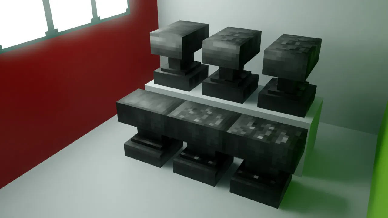 Cat RTX shader: Black blocks on white platform