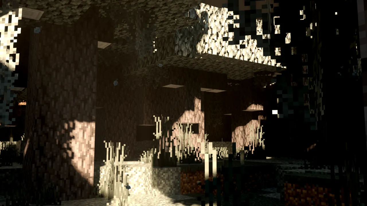Cat RTX shader: Sunlight through trees in a forest