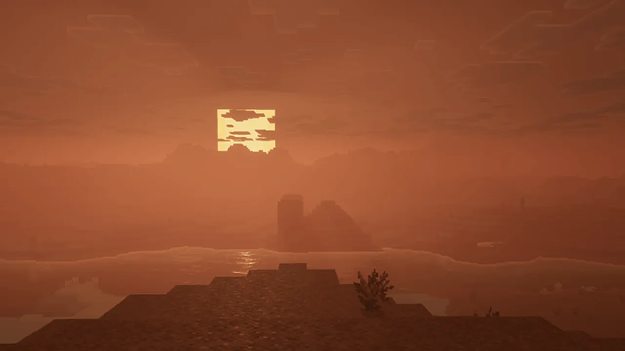 Dark Fantasy Visuals shader: Sunset over misty landscape with water