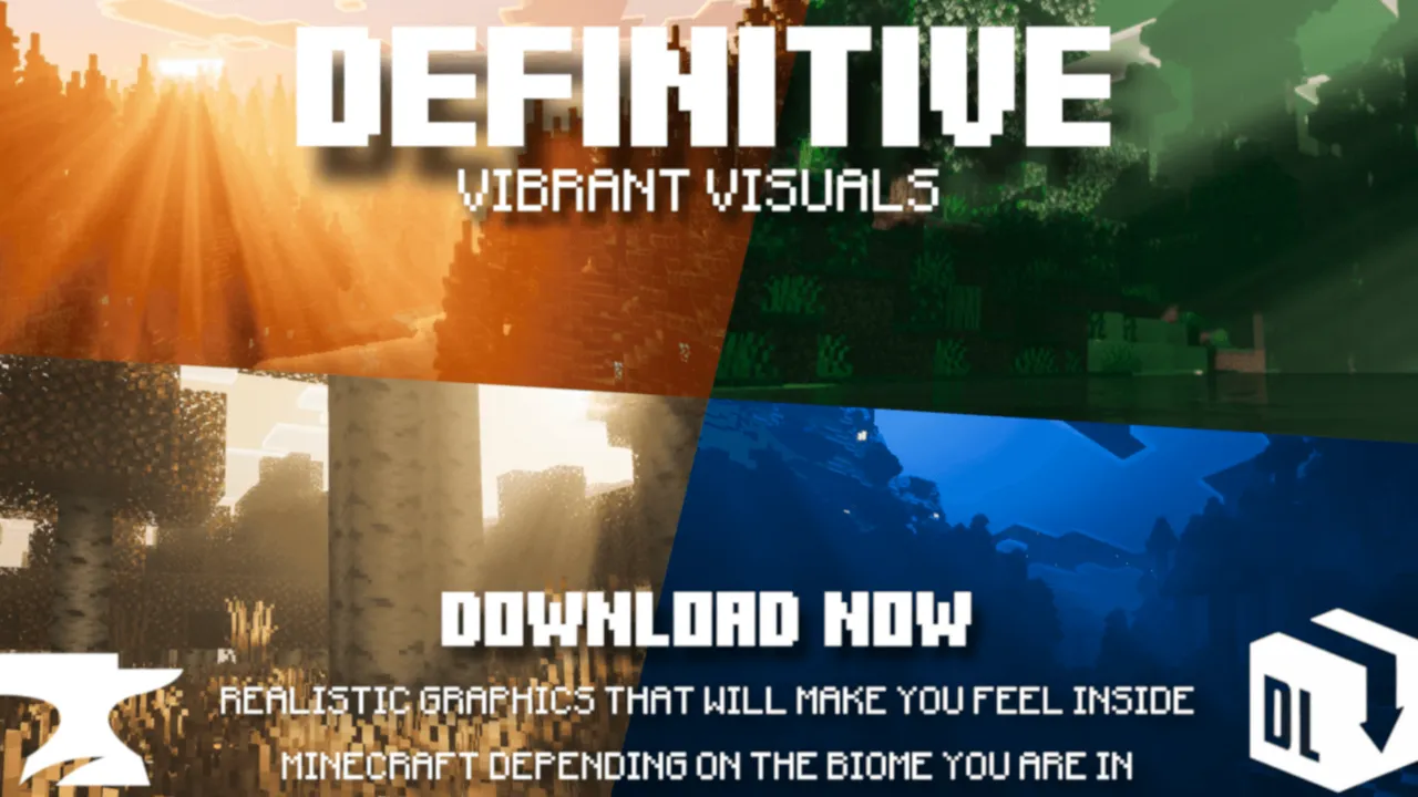 Definitive Vibrant Visuals shader for Minecraft PE: Sunset forest underwater cave