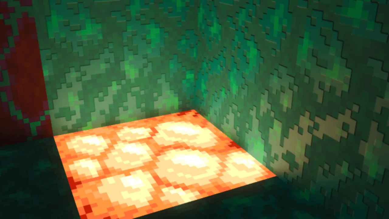 Faithful RTX shader: Glowing block on green wall