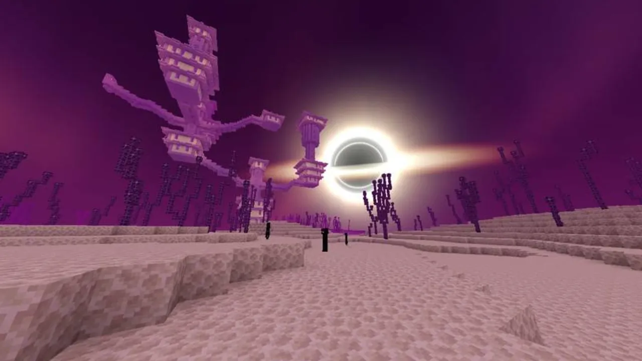 Grafika Shader for Minecraft PE: Black hole in the End dimension