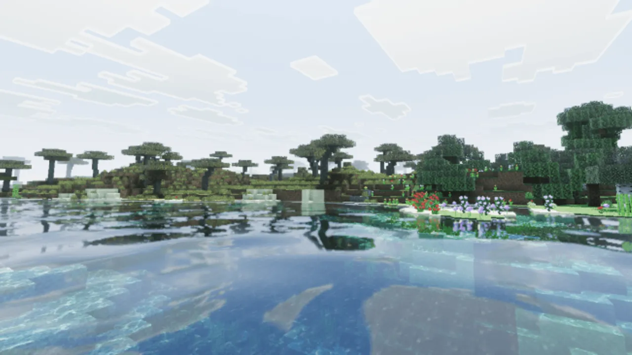 Immersive Visuals for Vibrant Visuals shader: Water with trees and animated waves