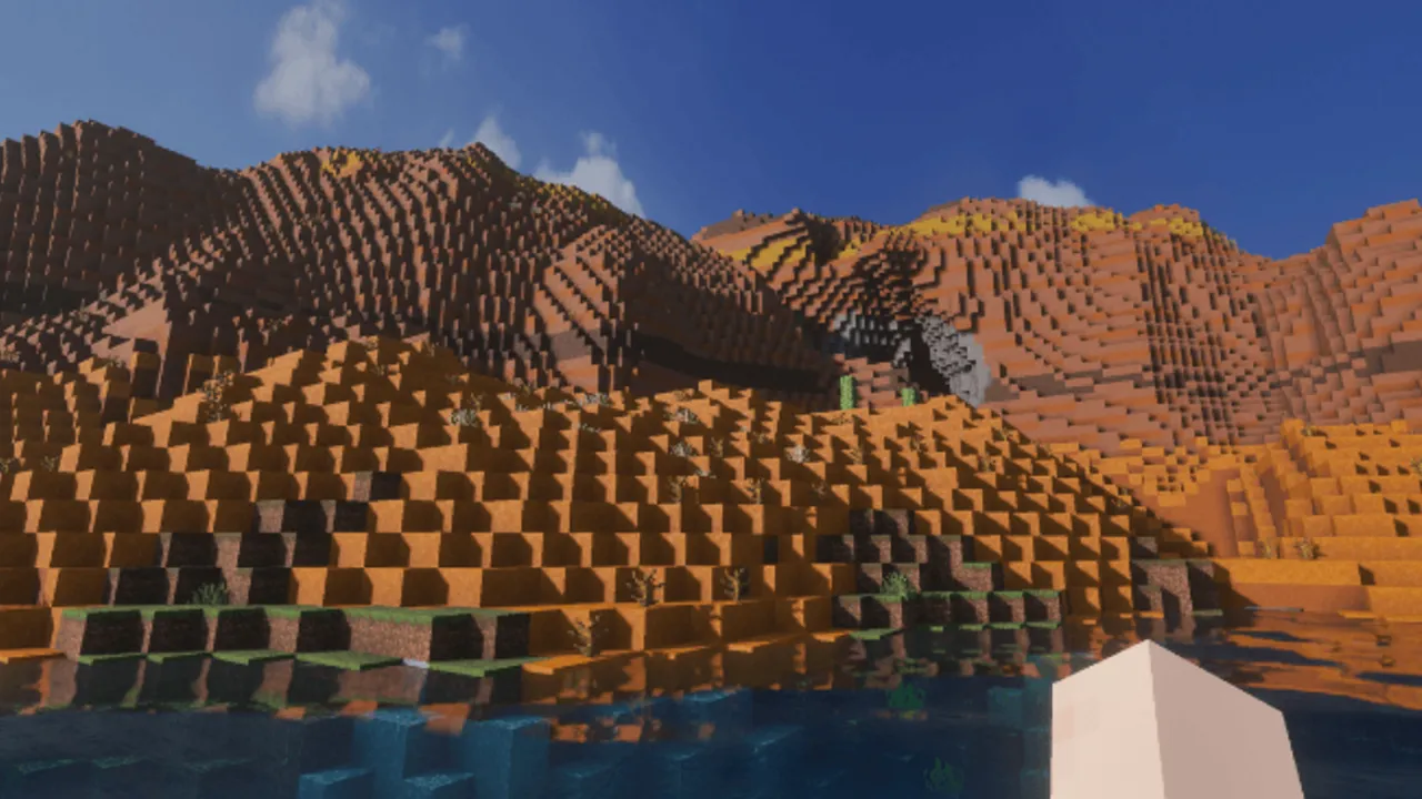 Infinity Visuals shader: Mountain landscape with water and sky