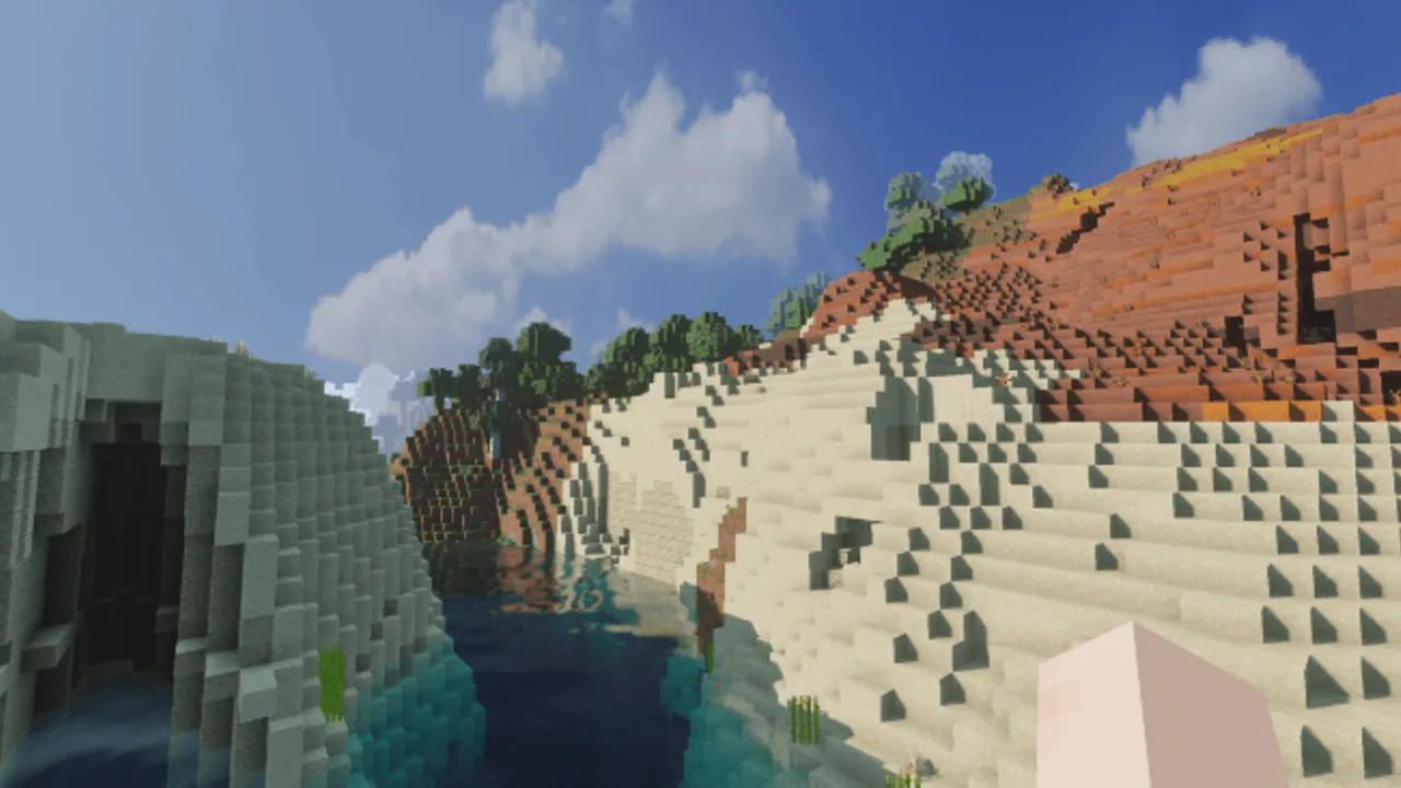 Infinity Visuals shader: Waterfall with red and white cliffs