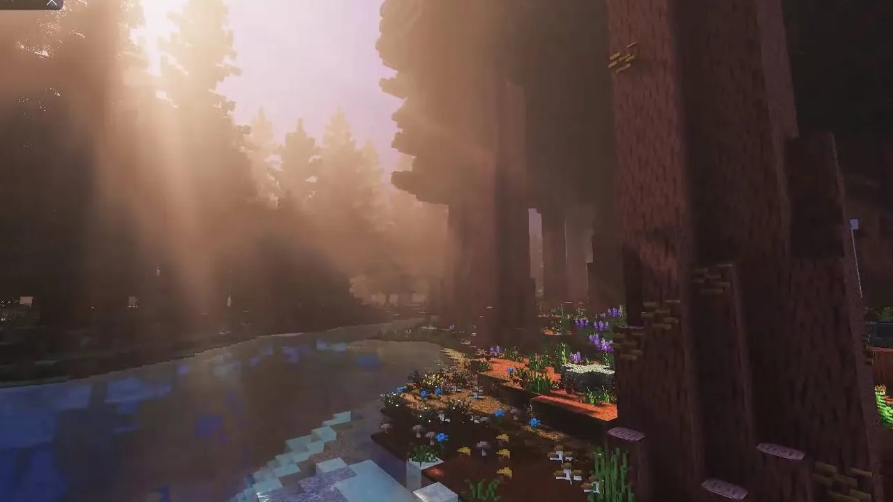Lotiif visuals shader: Sunlight through trees over water