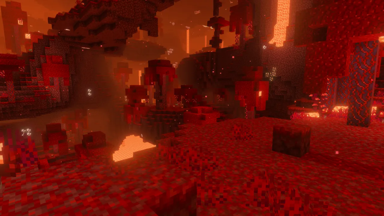 Luma Shade Visuals shader: Red lava landscape with floating islands
