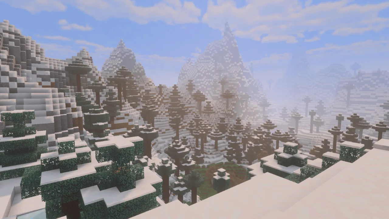 Luma Shade Visuals shader: Snowy mountains with trees