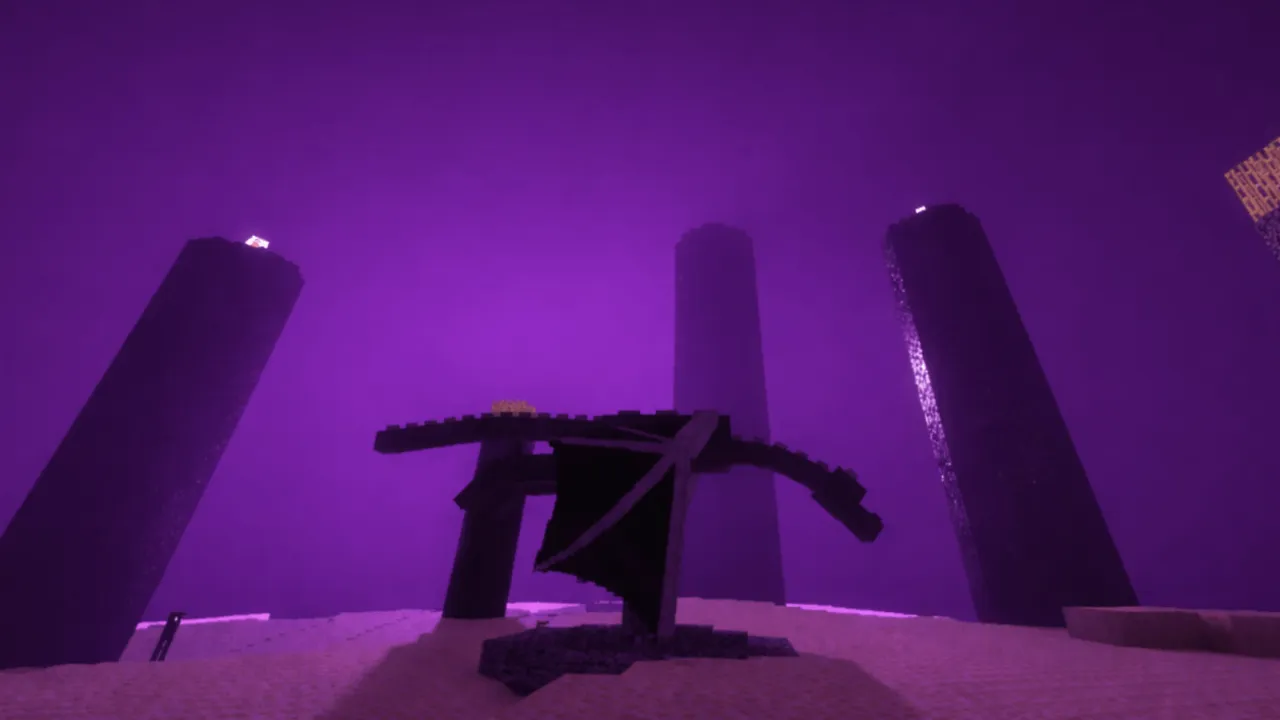 Lumen Visual shader: Purple sky with tall stone pillars