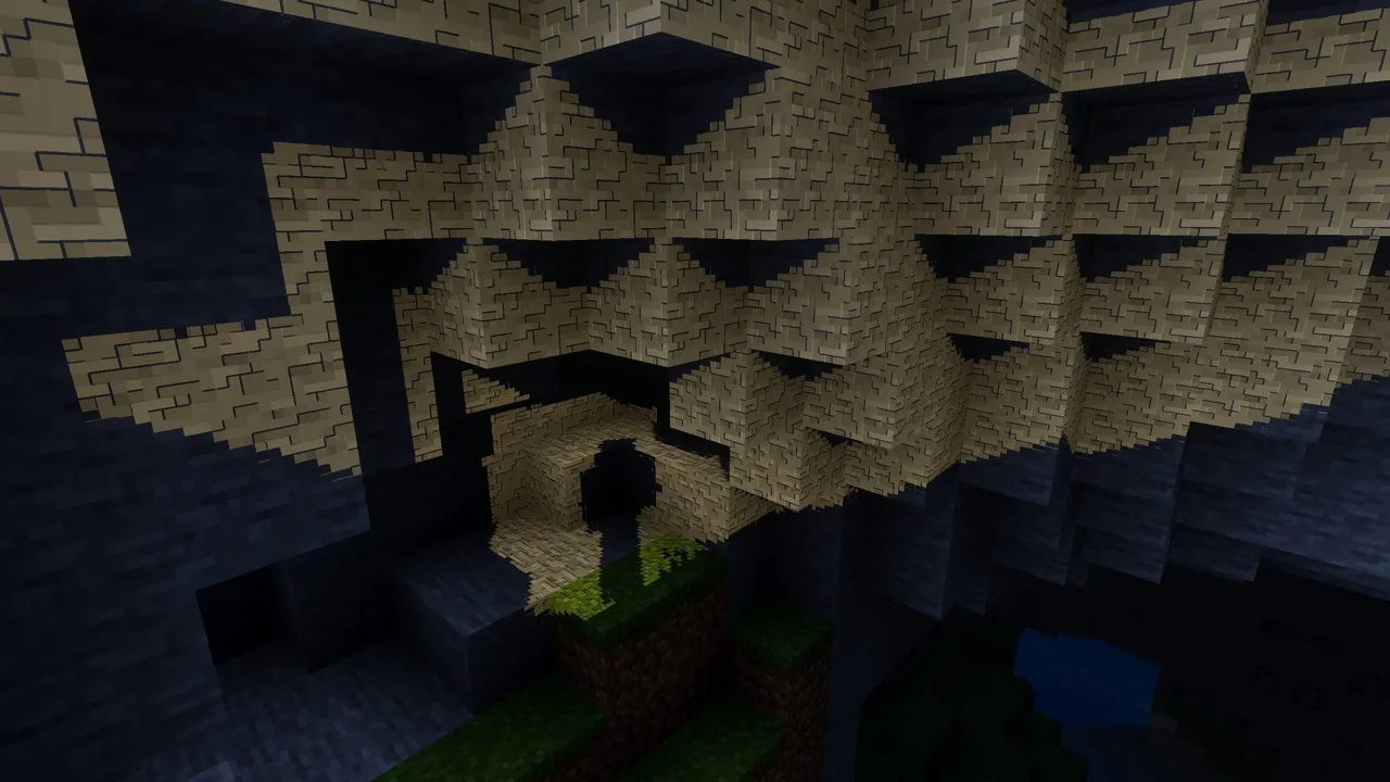 Lunac Shaders 3D shader: Cave with stone and water