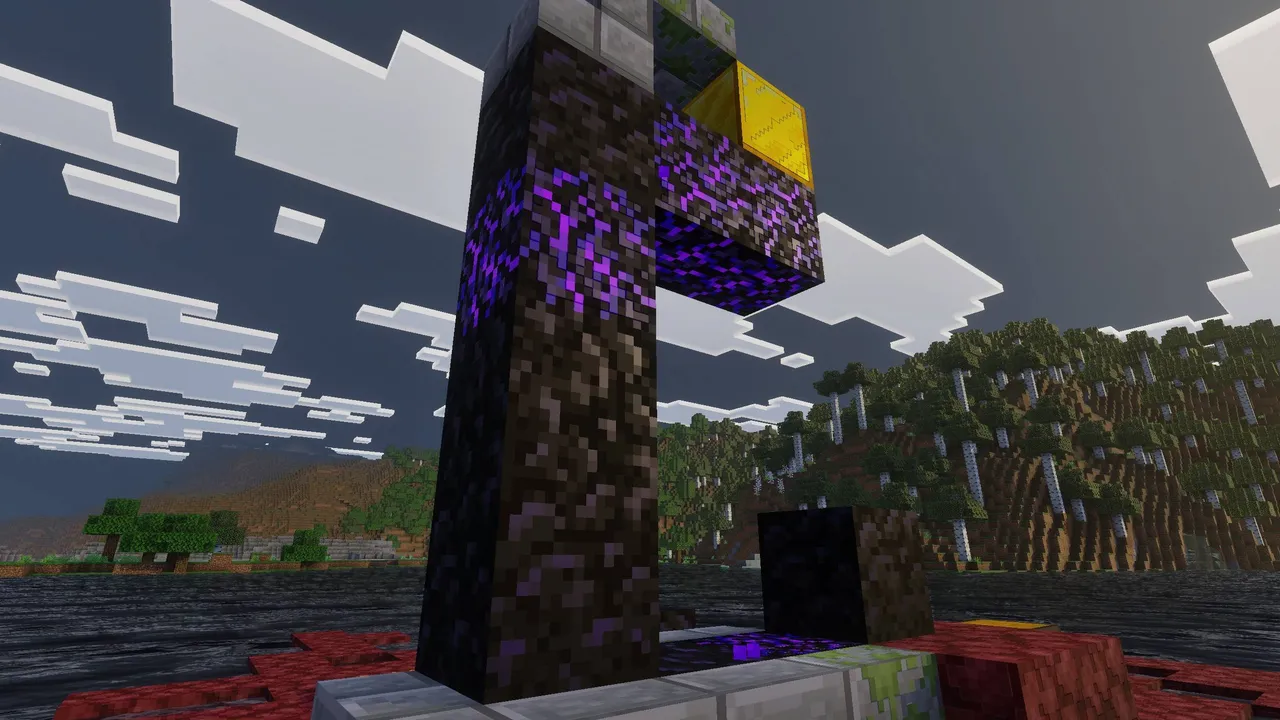 Lunac Shaders 3D shader: Glowing purple blocks in water
