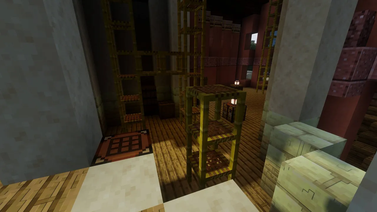 Lunac Shaders 3D shader: Interior with wooden floors and shelves