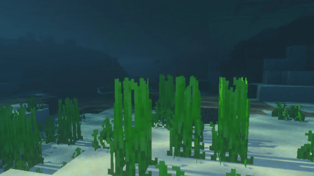 Miraí Shader shader for Minecraft PE: Underwater grass with moving light patterns