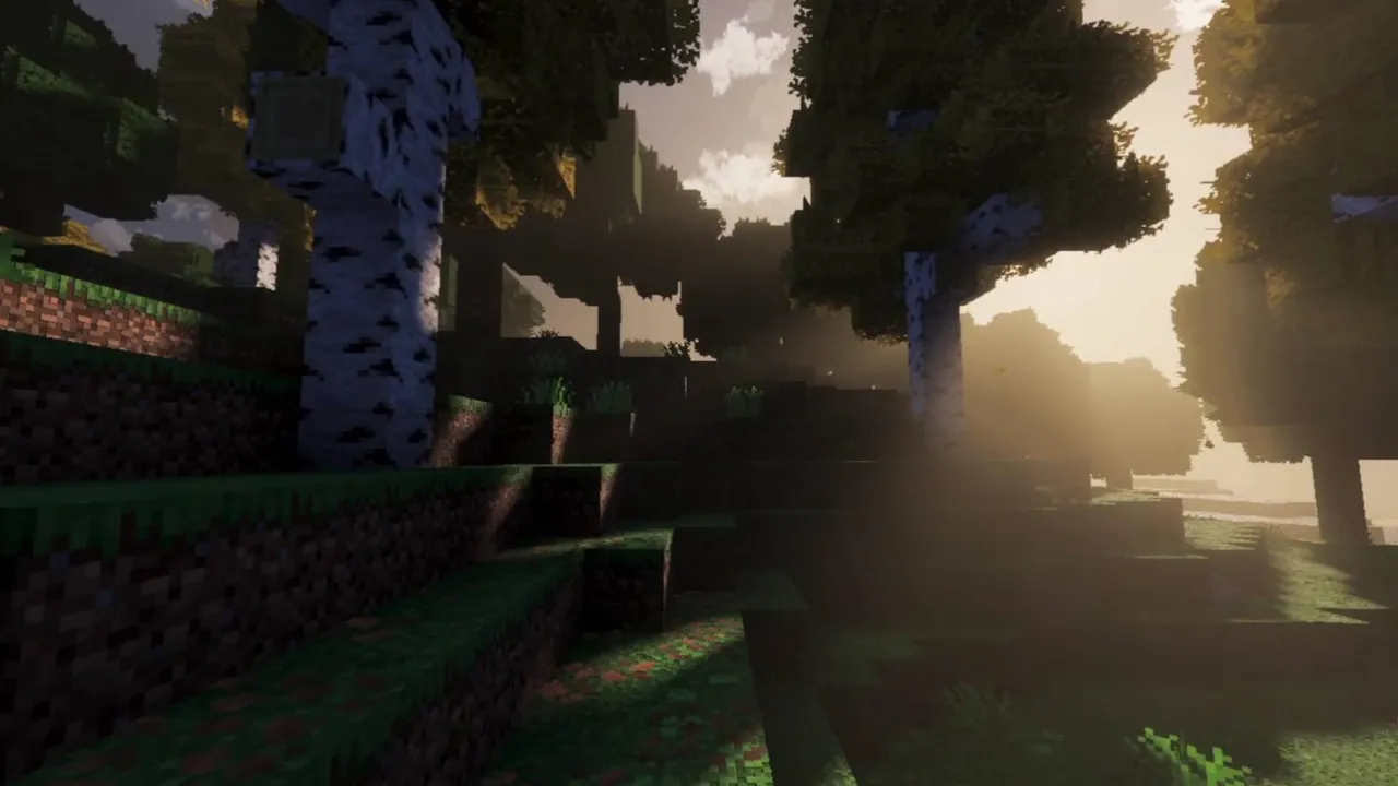 Mysteriel Fantasy Visuals shader: Sunlight through trees in forest