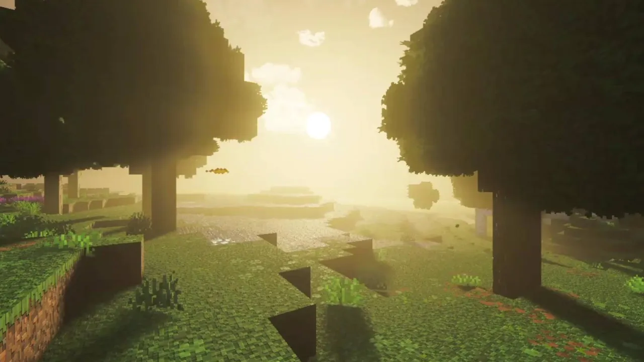 Mysteriel Fantasy Visuals shader: Sunlight through trees over water