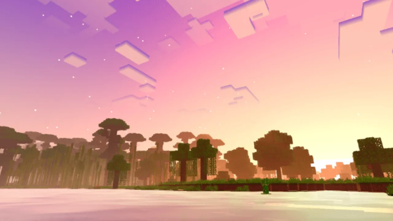 Newb X Dawn Shader: Trees by water at dawn