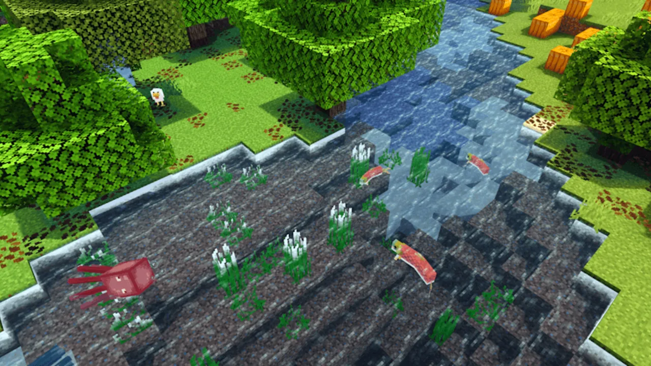 Newb X Dragon Shader: River with fish and trees