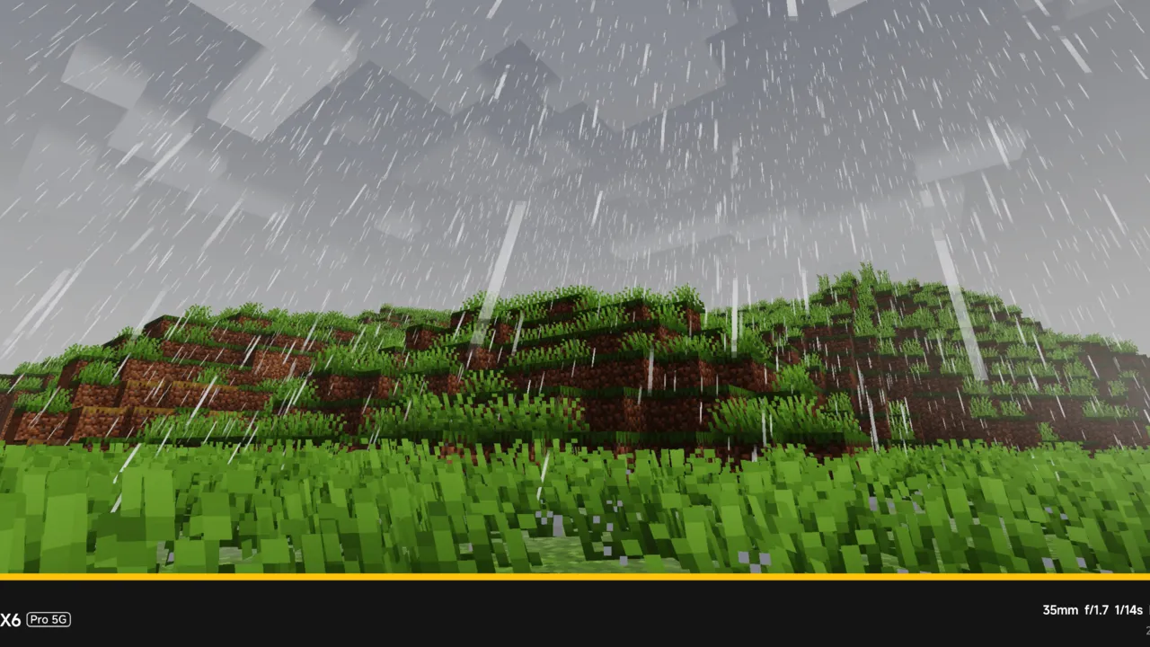 Newb x Flamingo shader: Rain falling on grassy hill