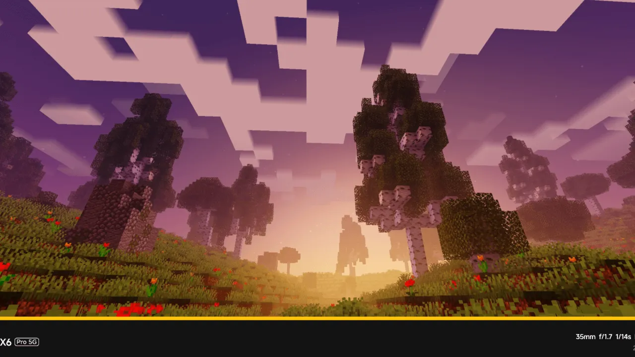 Newb x Flamingo shader: Trees in purple sky with flowers