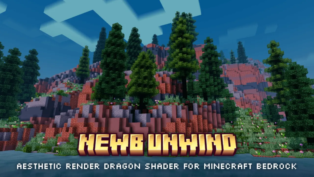 Newb x Unwind shader for Minecraft PE: Dragon shader mountain scene