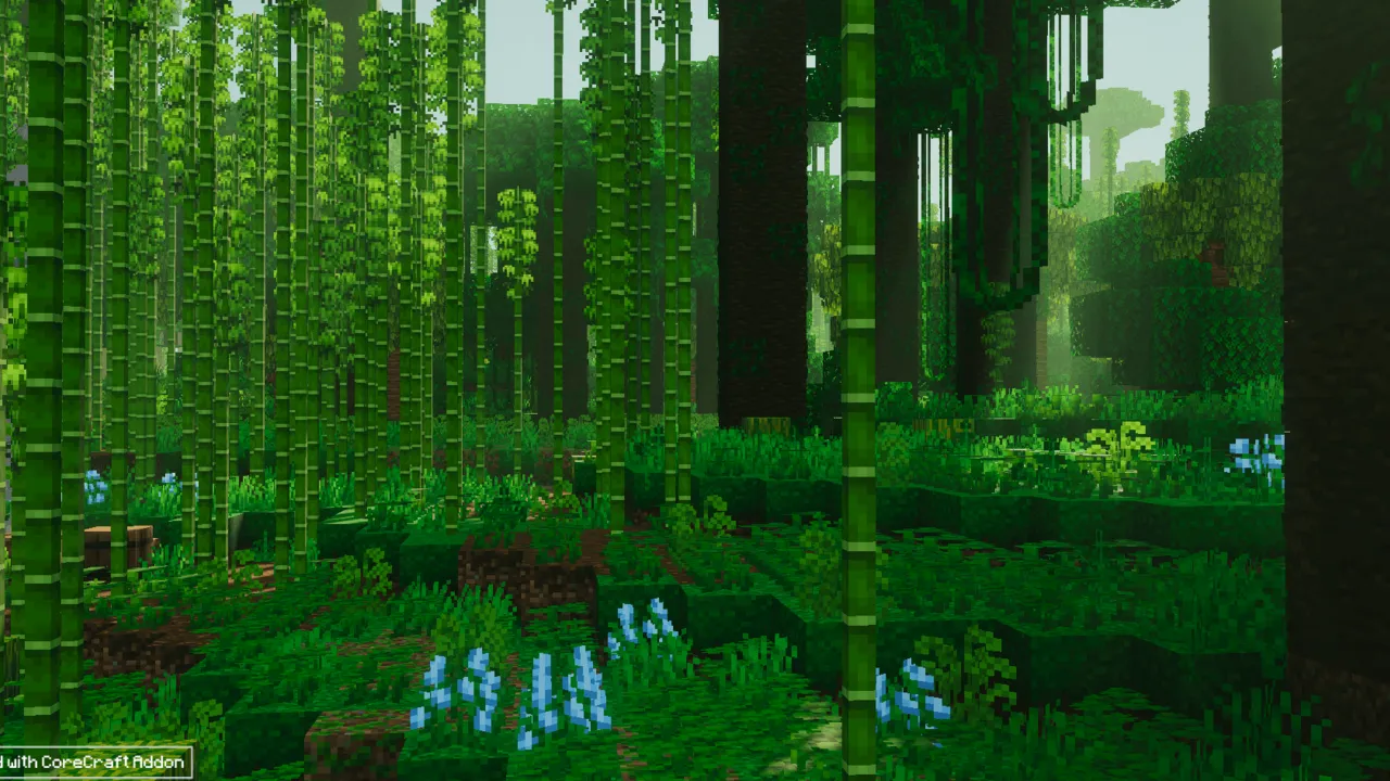Odyssey Visuals shader: Bamboo forest with glowing flowers