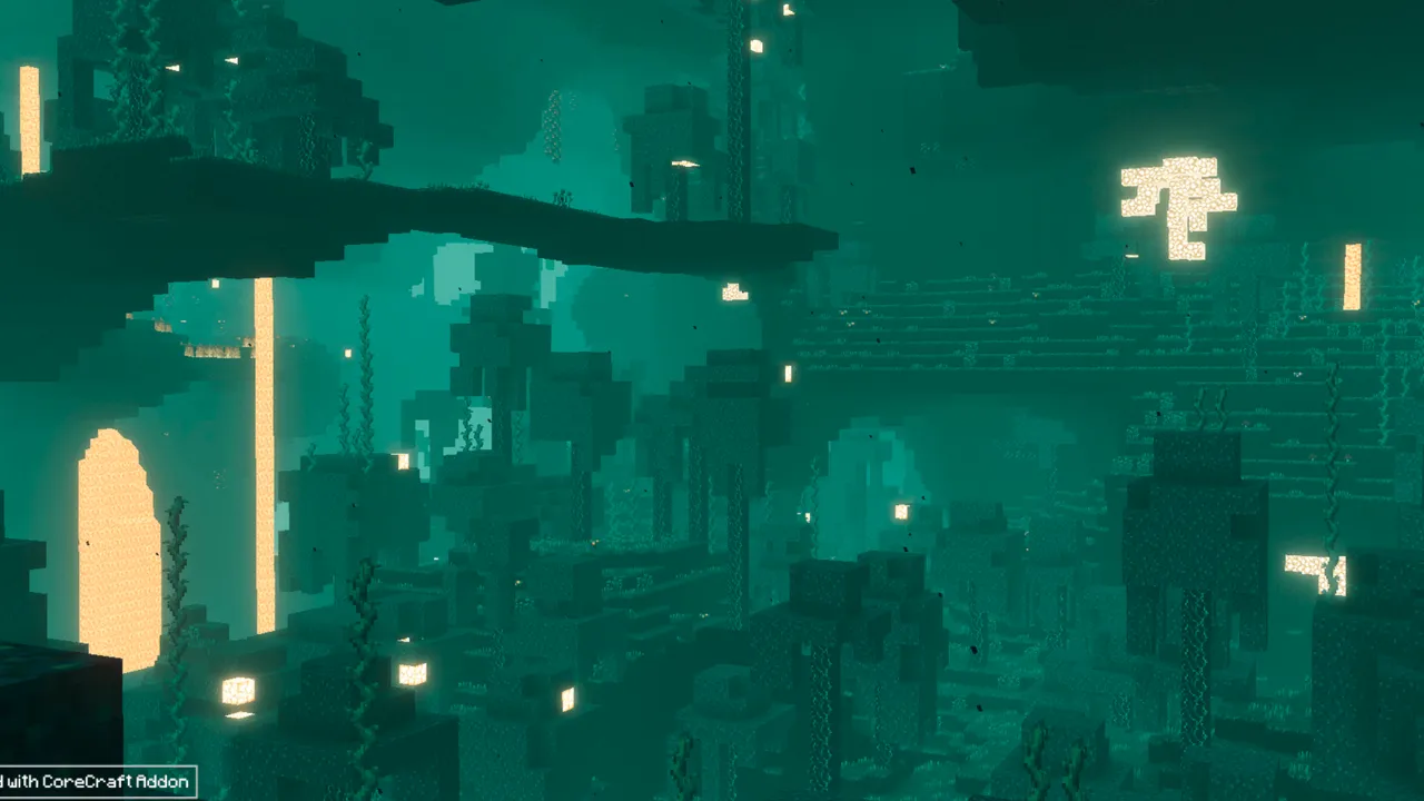 Odyssey Visuals shader: Underwater city with glowing lights