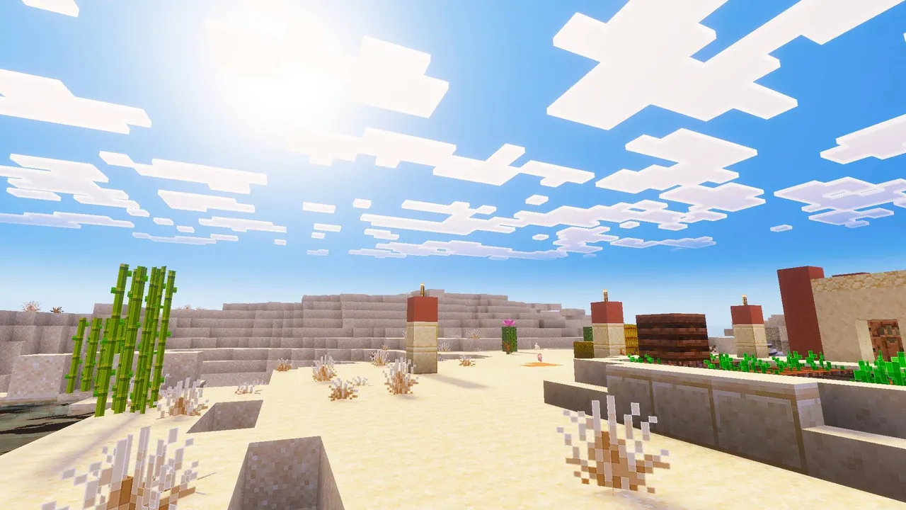 Pixel Edge Visuals shader: Desert with cacti and buildings