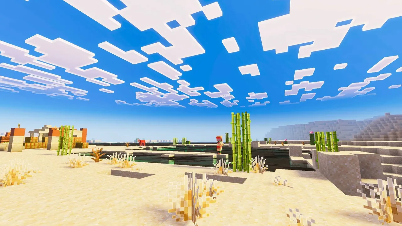 Pixel Edge Visuals shader: Desert with cacti and sand dunes