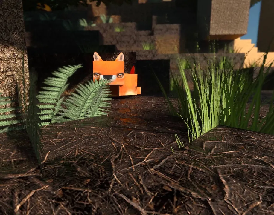 RealSource REALISTIC pack shader: Fox in forest with ferns and grass