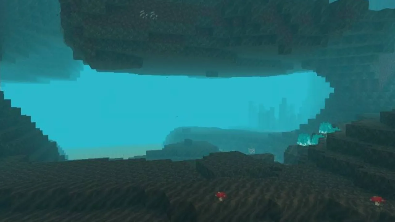 RG Shader: Underwater cave with glowing blocks
