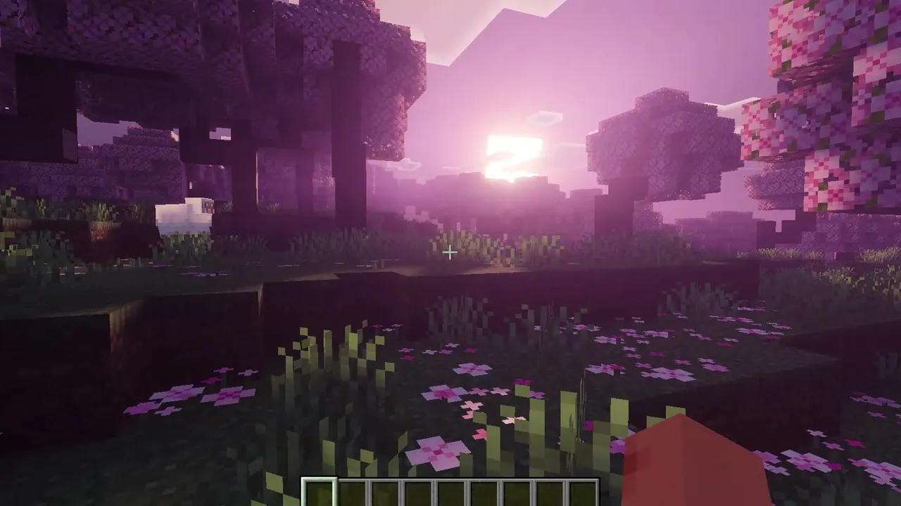 Simple Visuals shader: Purple trees with flowers at sunset