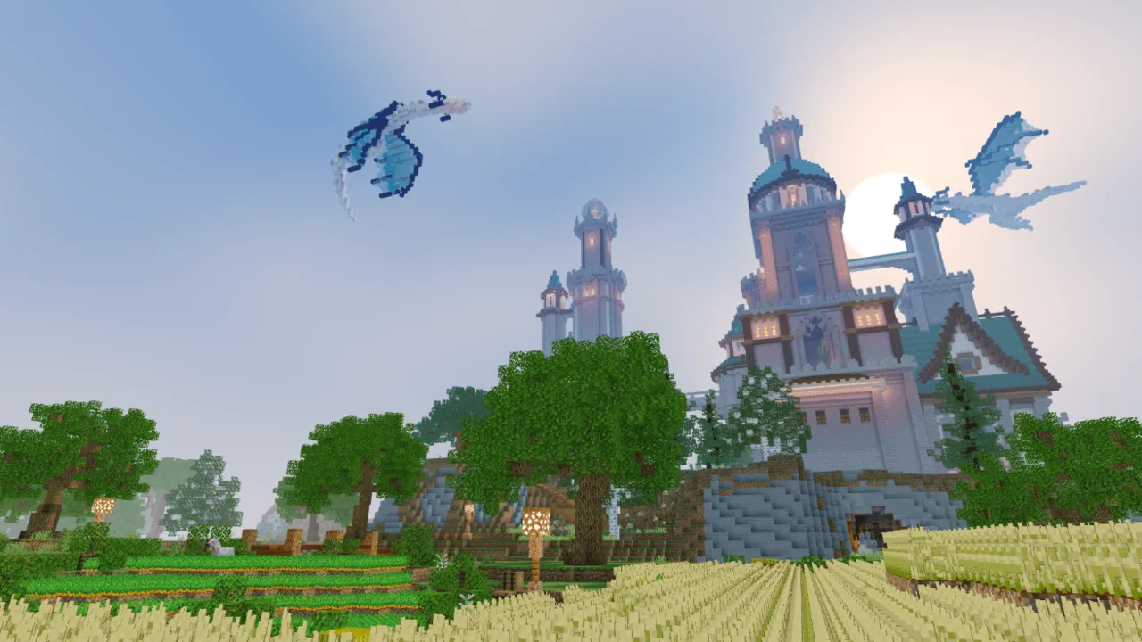 SmooTea Shader: Castle with dragons flying