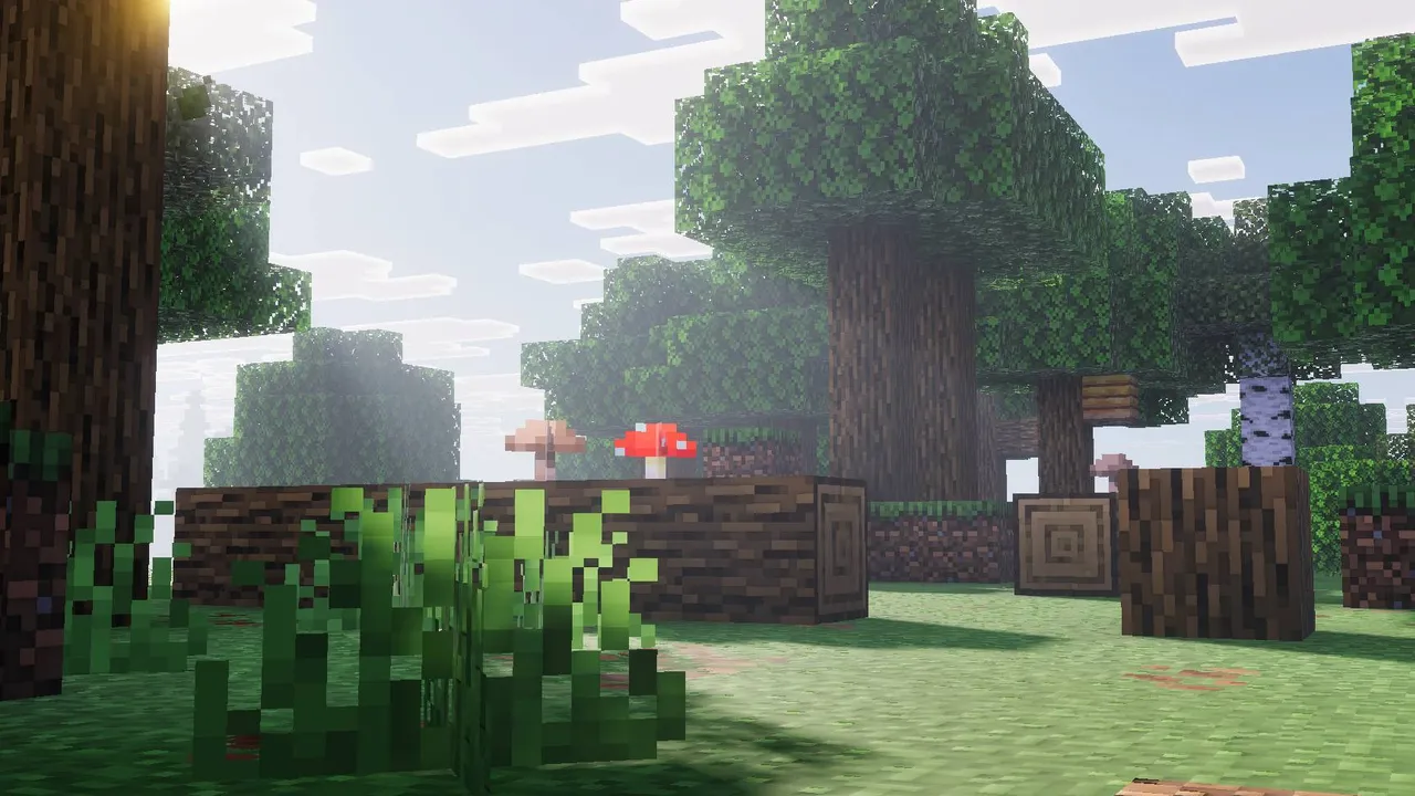 Solace shader: Forest with trees and mushrooms