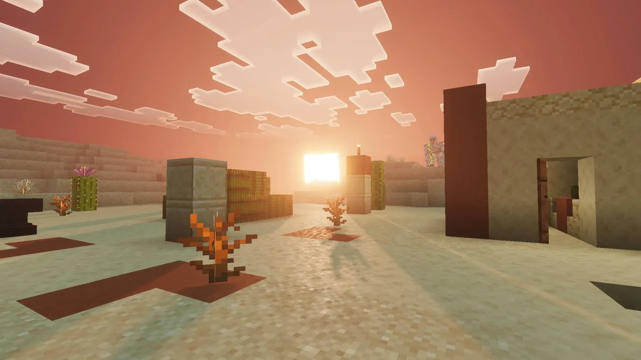 Solumn Visuals shader: Desert village at sunset