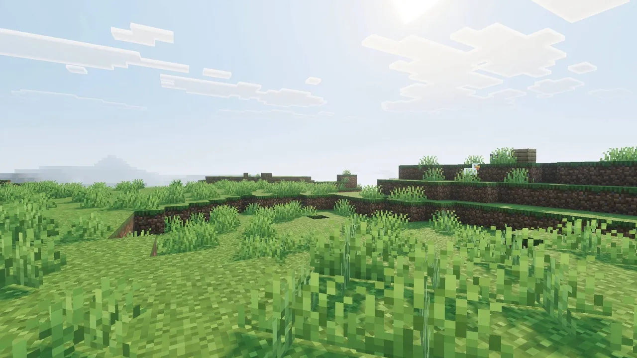 Solumn Visuals shader: Grass field with sun and clouds