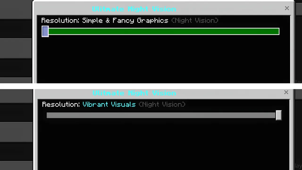 Ultimate Night Vision shader: Two shader settings windows shown