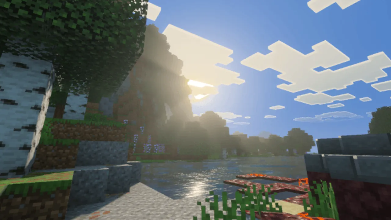 Ultra Vibrant Visuals for Vibrant Visuals shader: Sunlight over water and trees