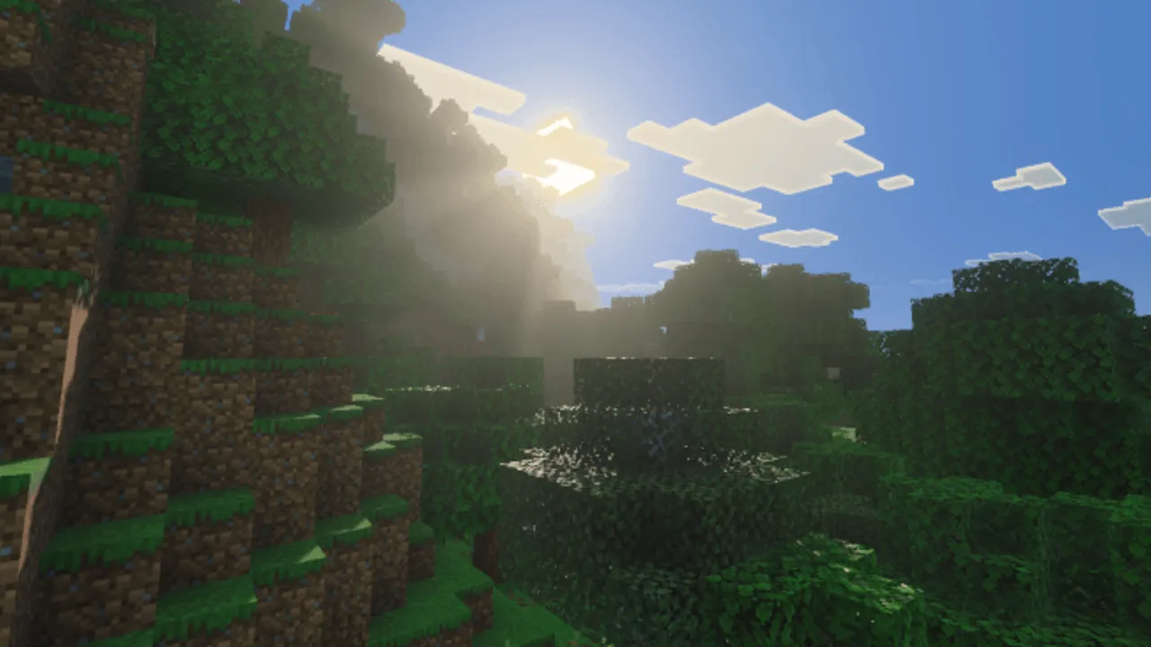 Ultra Vibrant Visuals for Vibrant Visuals shader: Sunlight through trees in forest