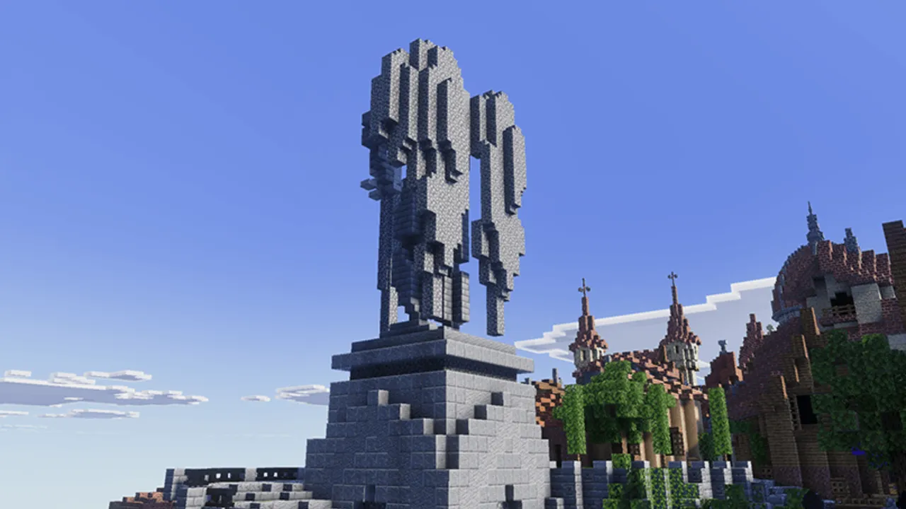 Vanilla Reforged shader: Stone statue with castle in background