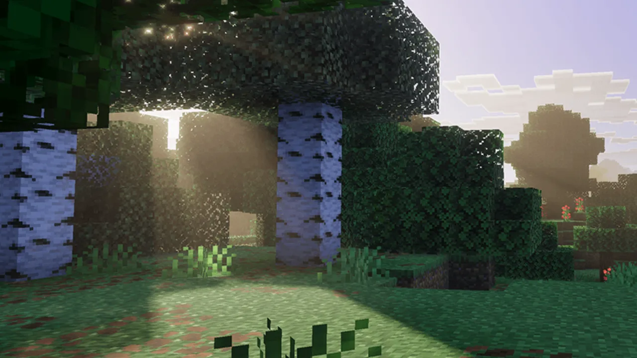 Vanilla Reforged shader: Sunlight through trees in forest