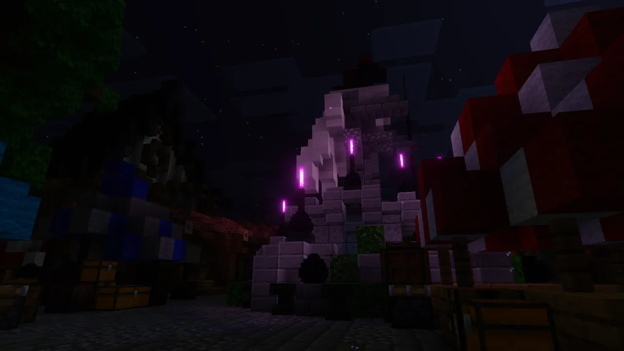 Vibrancy shader: Night scene with glowing purple lights