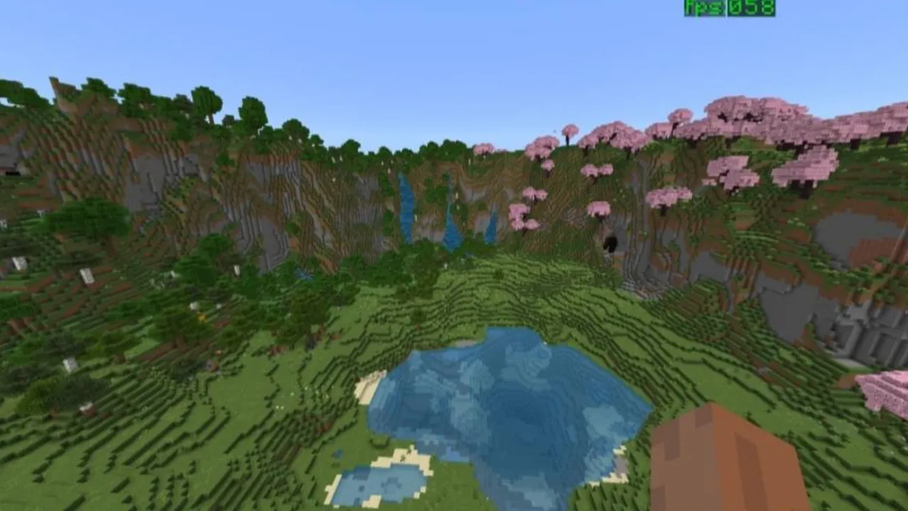VulkanCore shader: Lake in a valley with cherry trees