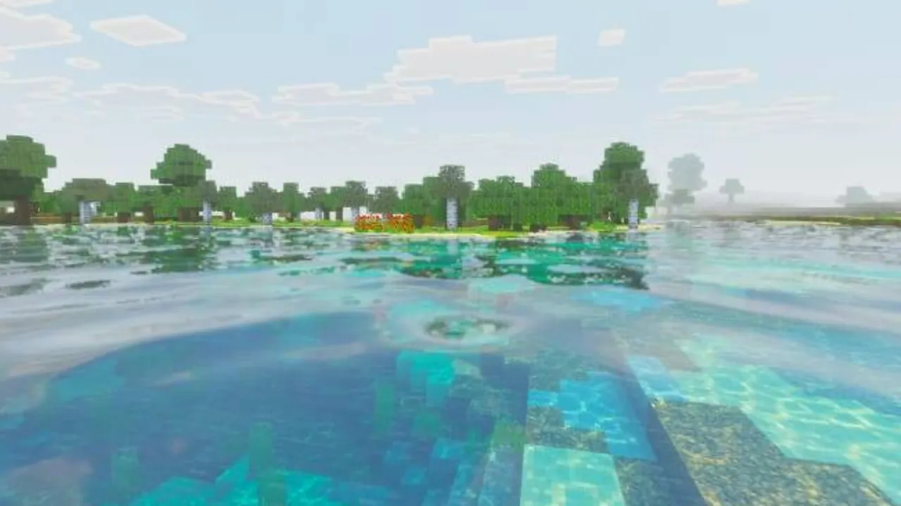 Wandrer's Visual Pack shader: Water with animated waves and trees on shore