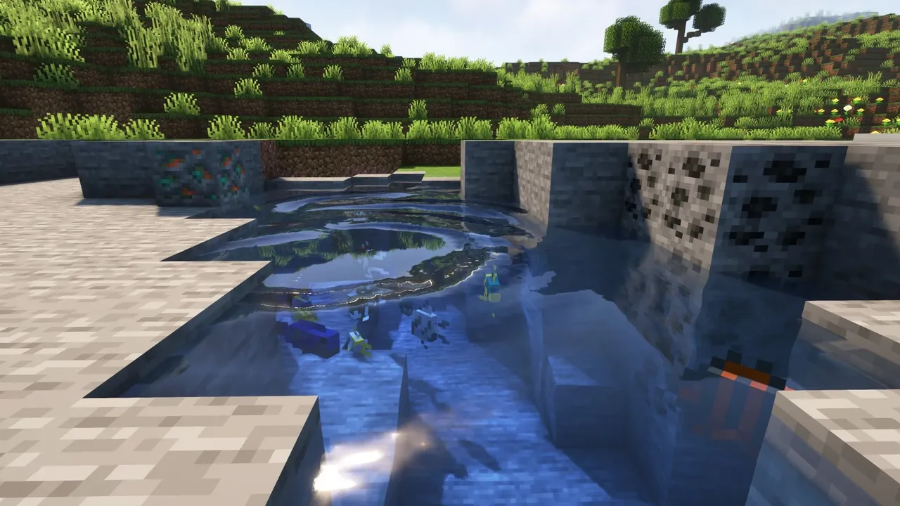 Water Normals shader for Minecraft PE: Water with waves and light patterns