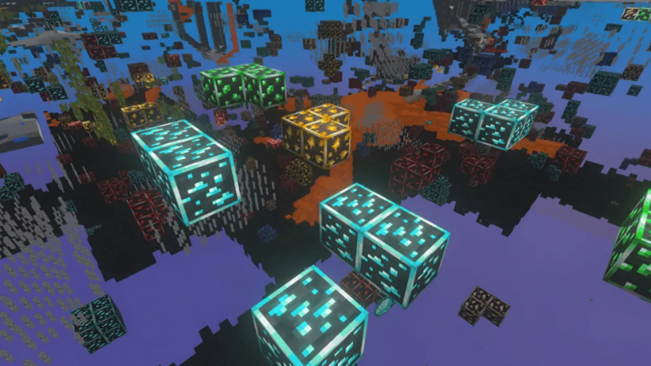X RAY + Night Vision shader: Glowing blocks in a dark scene
