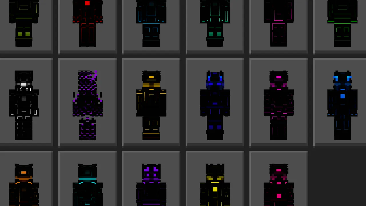 Cyber Phantoms skin pack: Neon cyber skins in grid