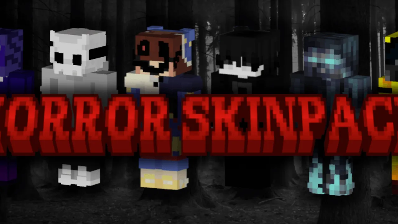 Halloween Horror Skinpack for Minecraft PE: Six scary skins in a dark forest