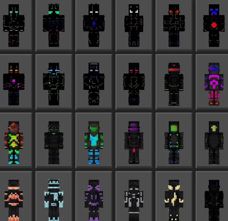 Neon Cyber Glow - Skin Pack skin pack for Minecraft PE, screenshot 2