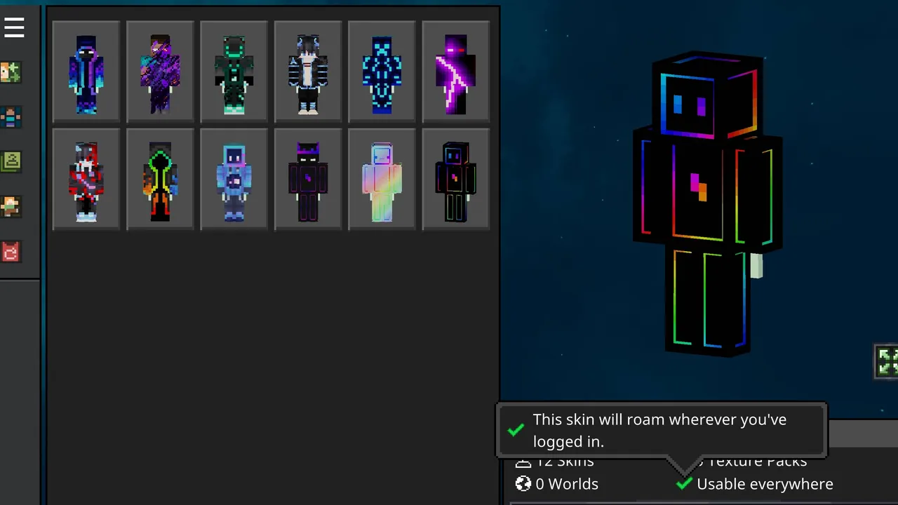 Neon PvP Skin Pack: Neon skin marketplace with preview