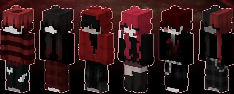 Red + Black skin pack: Colors are red and black, plus one crimson look